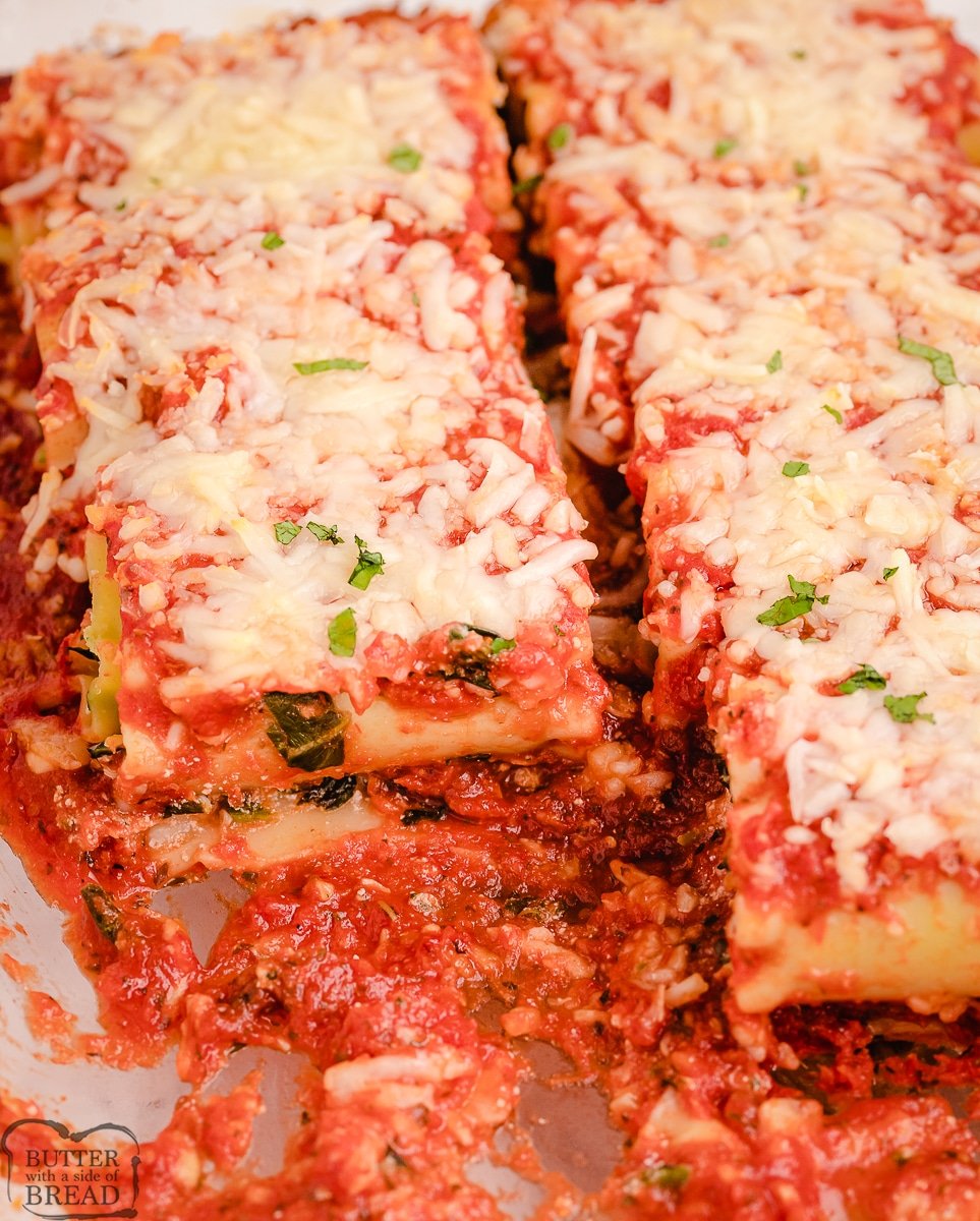 lasagna rolls in a pan