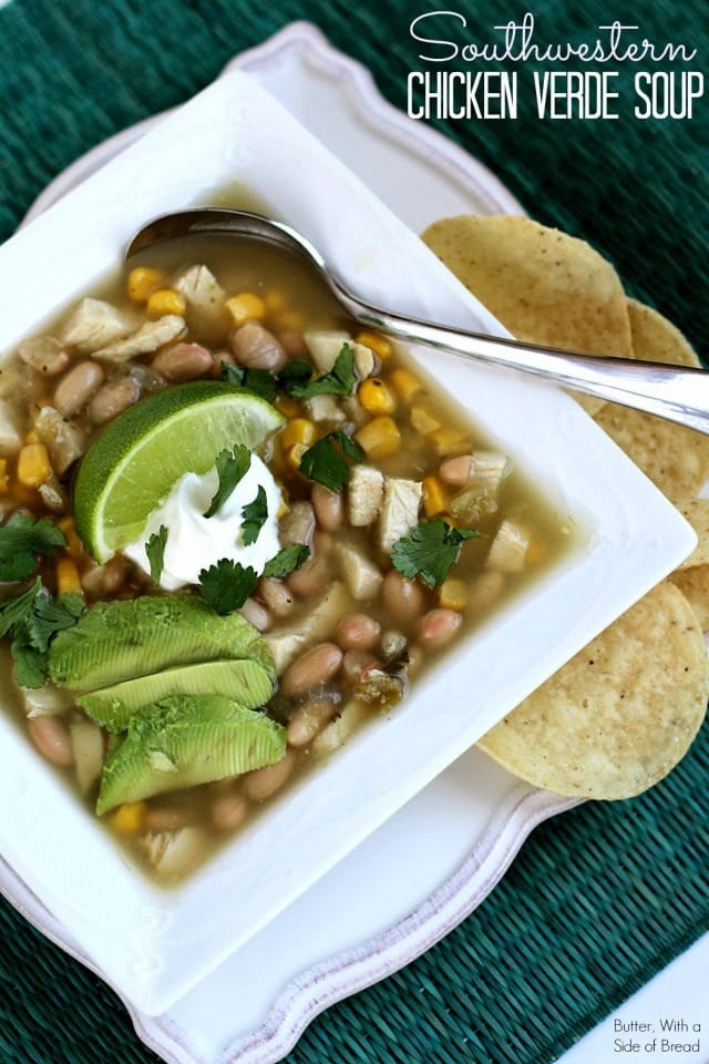 Southwestern Chicken Verde Soup is an incredible dish that is packed with so many amazing flavors. This warm and filling chicken salsa verde soup is a great weeknight meal, minimal prep work and dinner ready in under 1 hour!