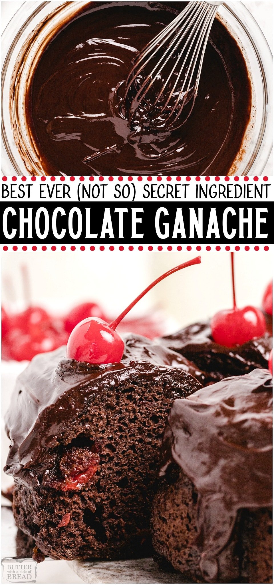 Best Chocolate Ganache Ever made with just 3 ingredients & yields the silkiest, smooth & rich ganache. You MUST TRY my recipe- the "secret" ingredient makes my chocolate ganache incredible! 