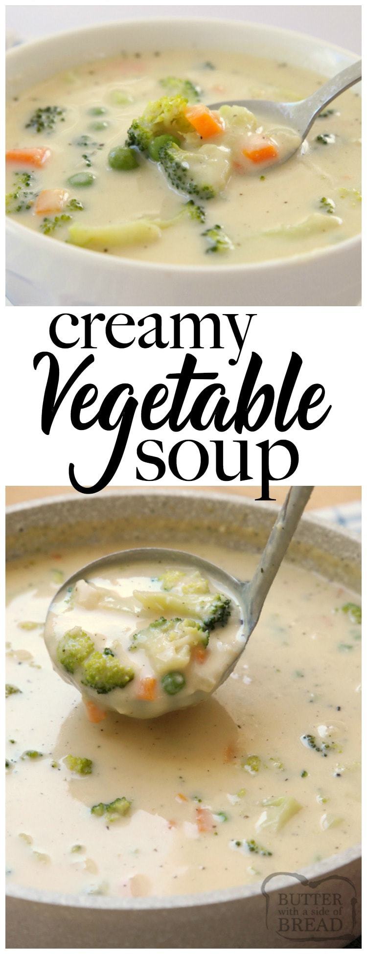 Creamy Vegetable Soup is simply made in 30 minutes or less! This Vegetable Soup recipe is a flavorful and comforting soup, it is perfect for cold nights in the fall and winter.