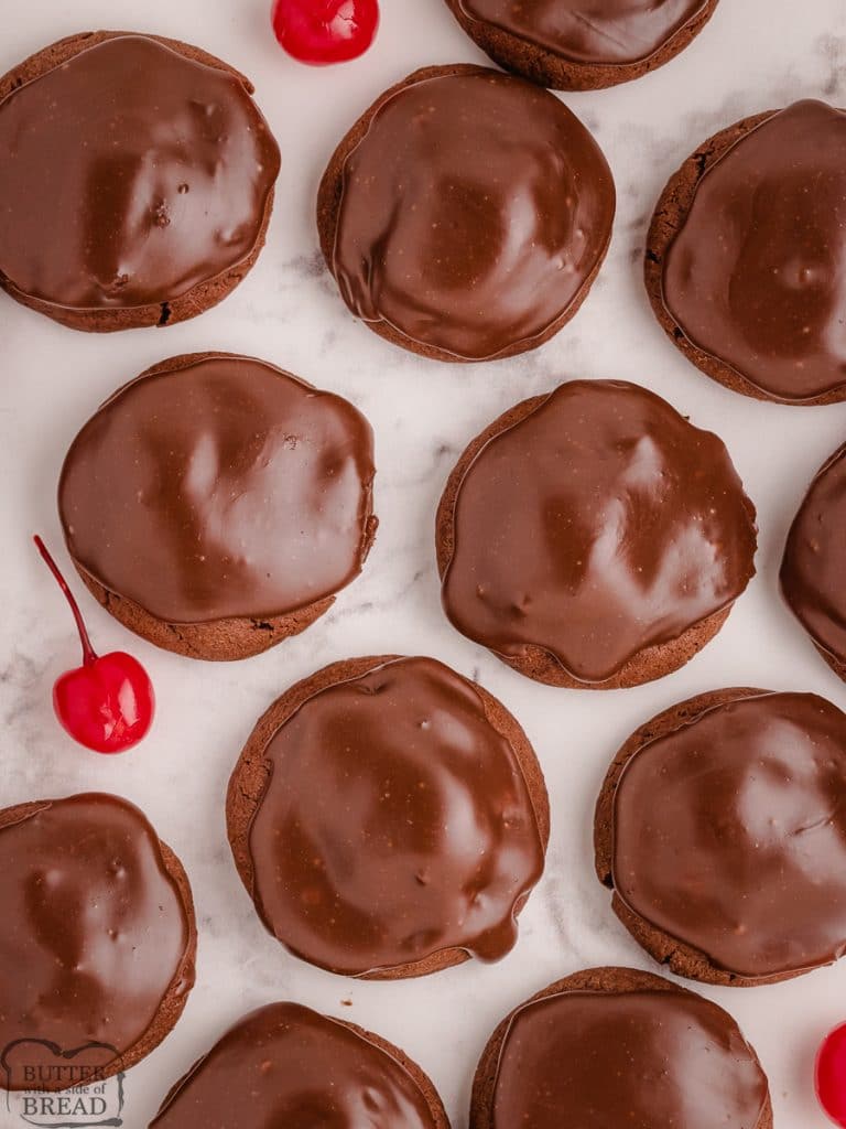 chocolate cookies with a cherry inside