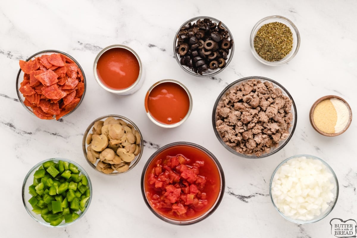 Ingredients in Slow Cooker Pizza Soup