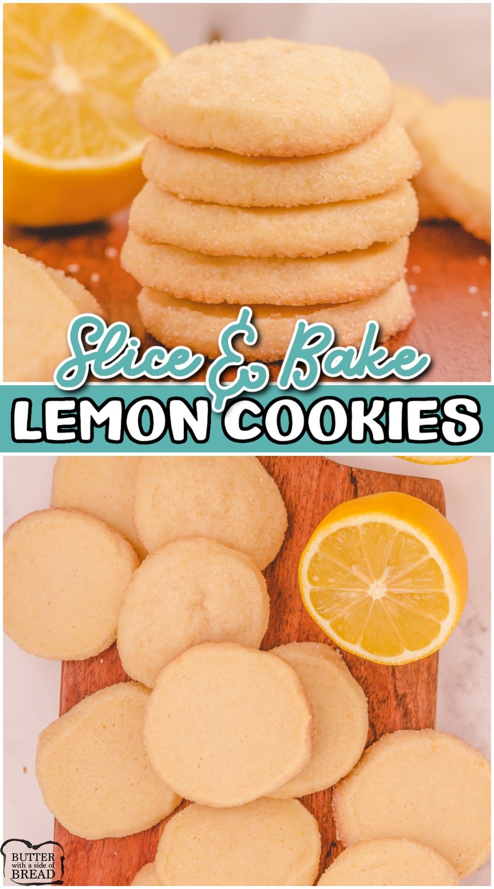 Lemon Icebox Cookies are a slice & bake cookie recipe with bright, fresh lemon flavor! Lemon sugar cookies made with butter, powdered sugar, egg yolk & lemon. 