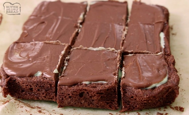 Best Mint Brownie Recipe made easy & baked to fudgy, chocolate perfection! The double layer of mint & chocolate frosting is incredible. Perfect for St. Patrick's Day dessert!