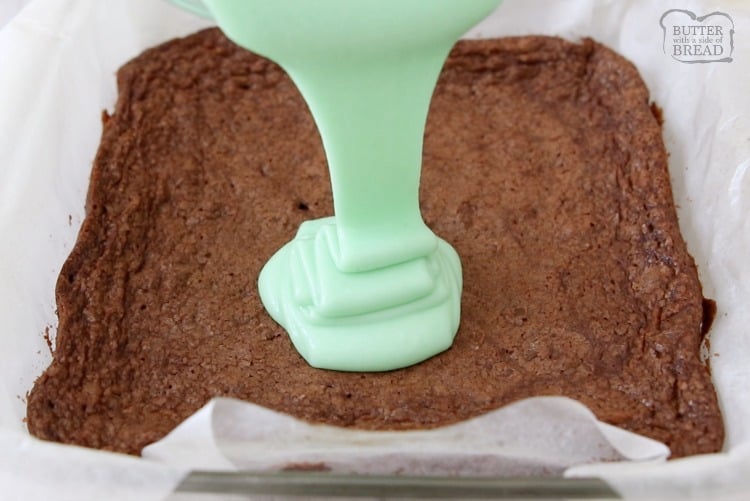Best Mint Brownie Recipe made easy & baked to fudgy, chocolate perfection! The double layer of mint & chocolate frosting is incredible. Perfect for St. Patrick's Day dessert!