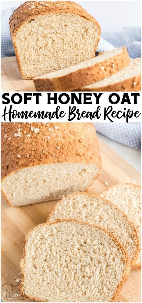 Honey Oat Bread is a loaf of soft, utterly delicious homemade bread made with classic ingredients including oats, milk, olive oil & honey.