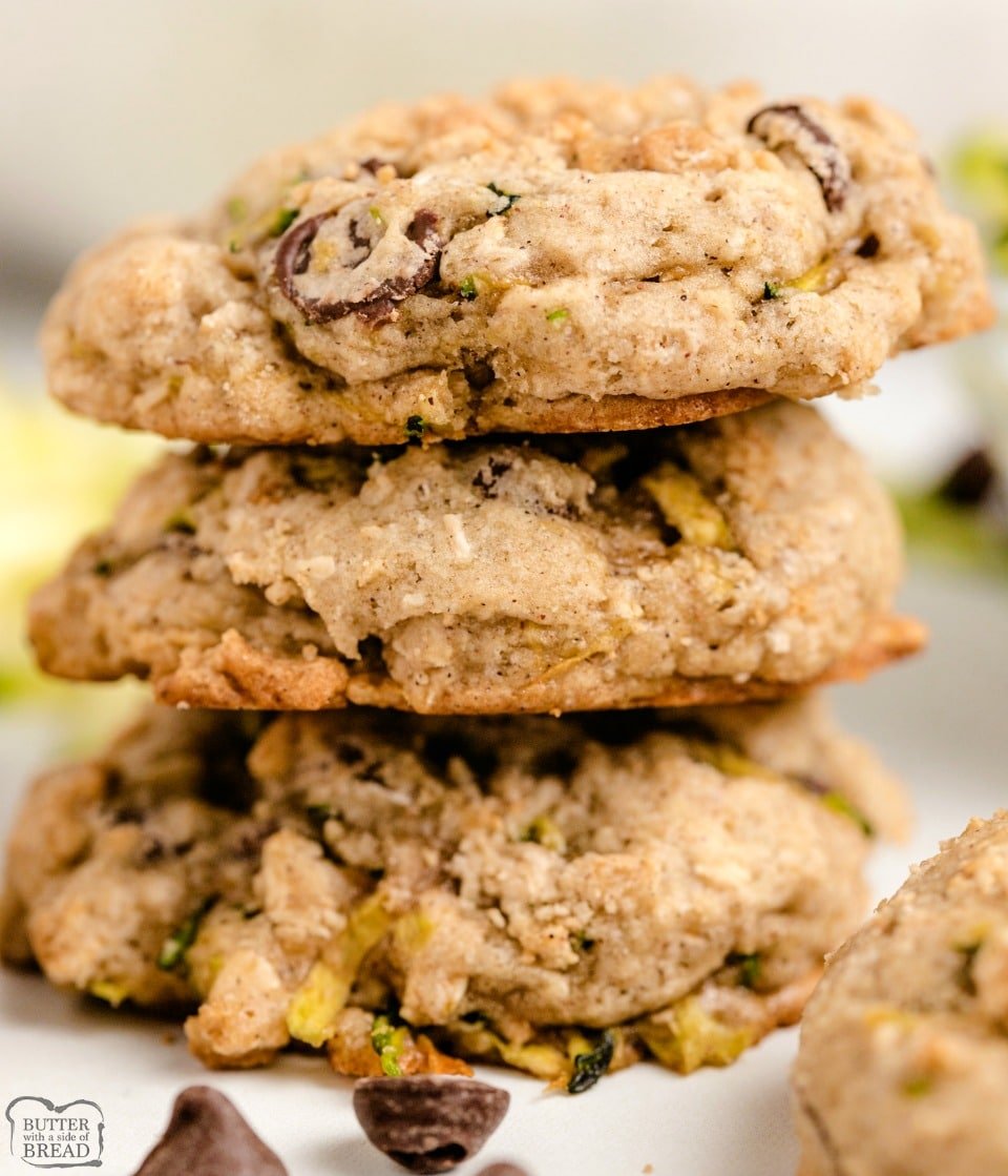 Low fat, low sugar Zucchini cookies with chocolate chips
