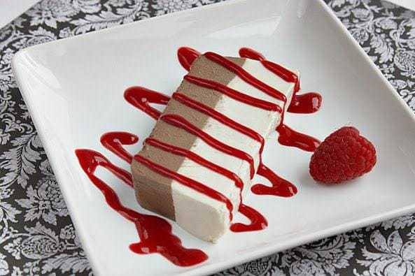 Butter With a Side of Bread: Tuxedo Cream Dessert with Raspberry Coulis
