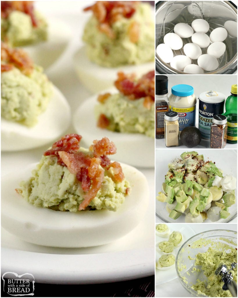 Step by step instructions on how to make Bacon Avocado Deviled Eggs