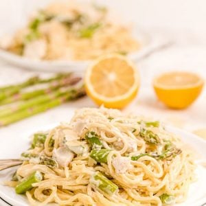Creamy Lemon Chicken Pasta with asparagus recipe