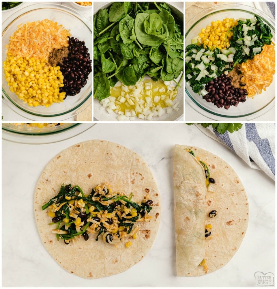 how to make Spinach Black Bean Vegetarian Enchiladas recipe