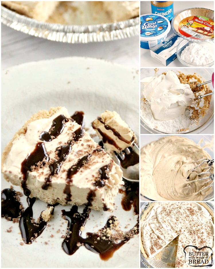 Step by Step instructions on how to make a no bake peanut butter pie 