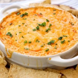 Cheesy dip with tortilla chips