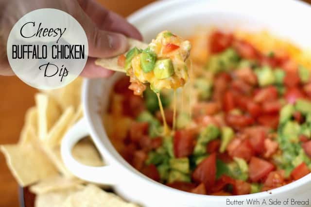 Cheesy Buffalo Chicken Dip made with 3 cheeses, juicy chicken and a flavorful Buffalo sauce with a bit of a kick! Easy appetizer perfect for game day. 