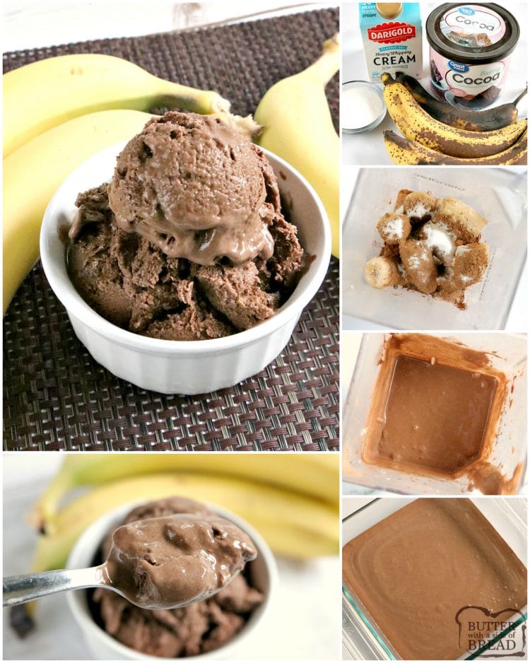 Chocolate Banana Ice Cream is made with only 4 ingredients and a blender, no ice cream maker required! This banana ice cream recipe is deliciously creamy, full of chocolate and so easy to make too! 