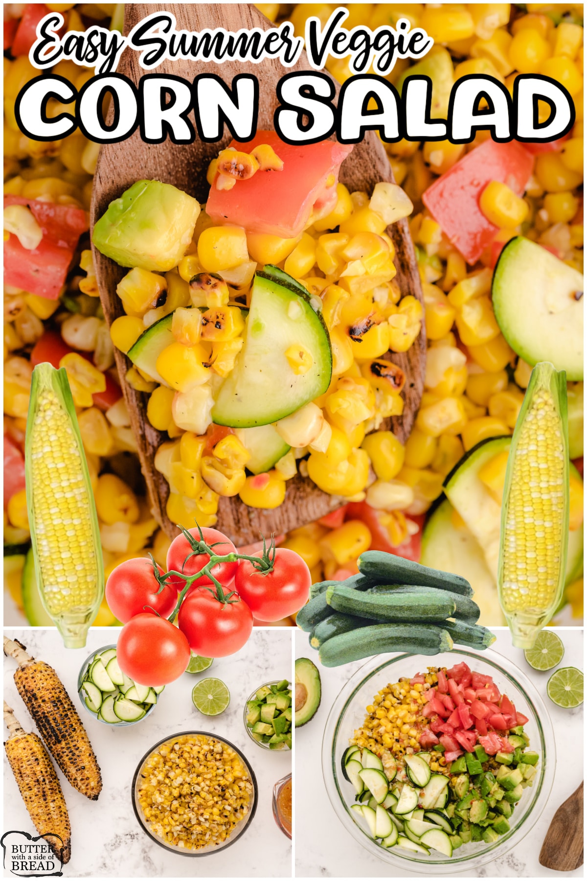 Easy Summer Corn Salad made with fresh produce & perfect for those hot summer days! This corn salad with Italian dressing is simple, yet flavorful & goes well with grilled chicken & steak.