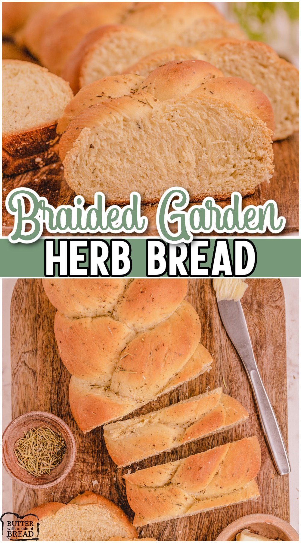 Braided Garden Herb Bread is a beautiful homemade bread with amazing flavor! Herb bread recipe made with rosemary and thyme for a delightful savory loaf. 