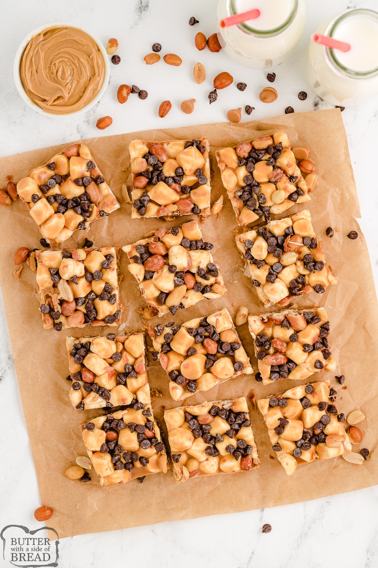 peanut butter bars with marshmallows and butterscotch