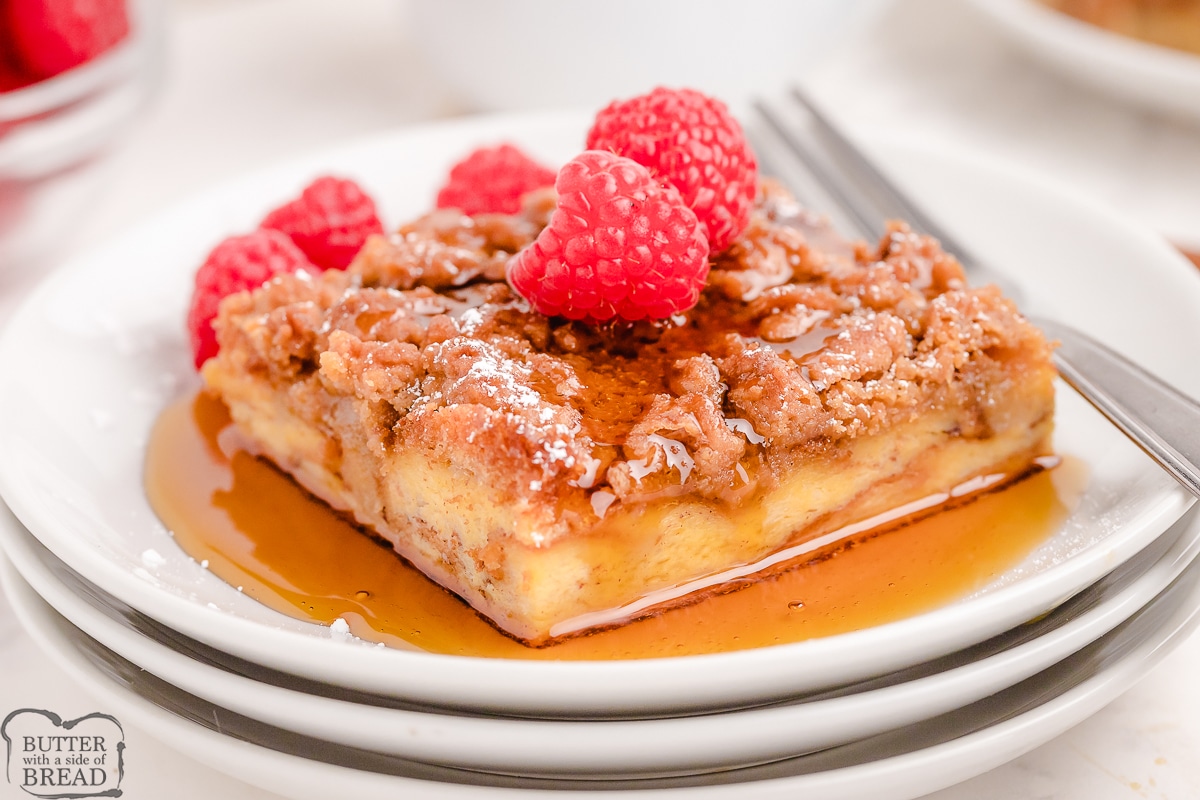 a serving of baked french toast