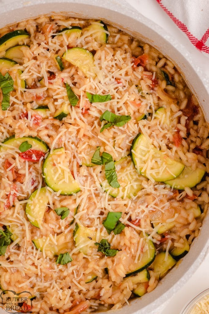 pot of risotto with zucchini