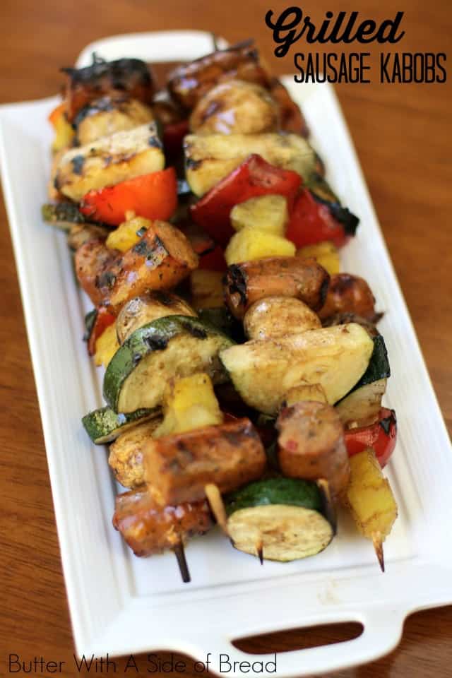 Easy Grilled Sausage Kabobs with a simple balsamic glaze. Perfect with a variety of vegetables all grilled to perfection.