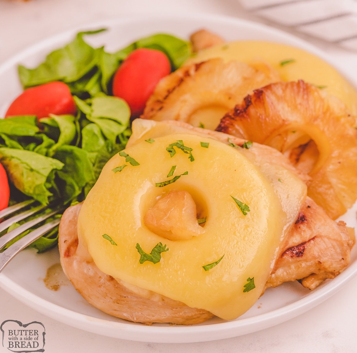 CHEESY GRILLED PINEAPPLE CHICKEN Butter with a Side of Bread