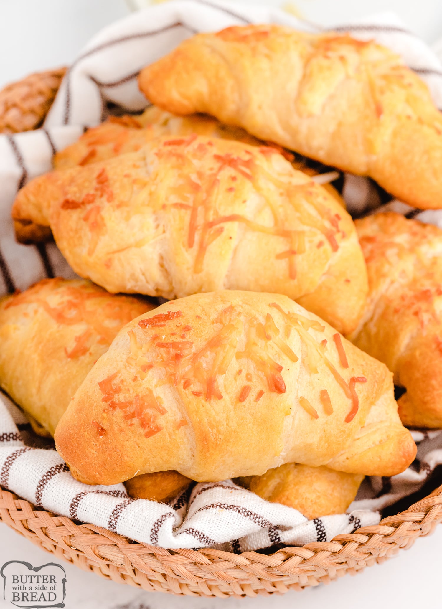 cheesy crescent rolls in a basket