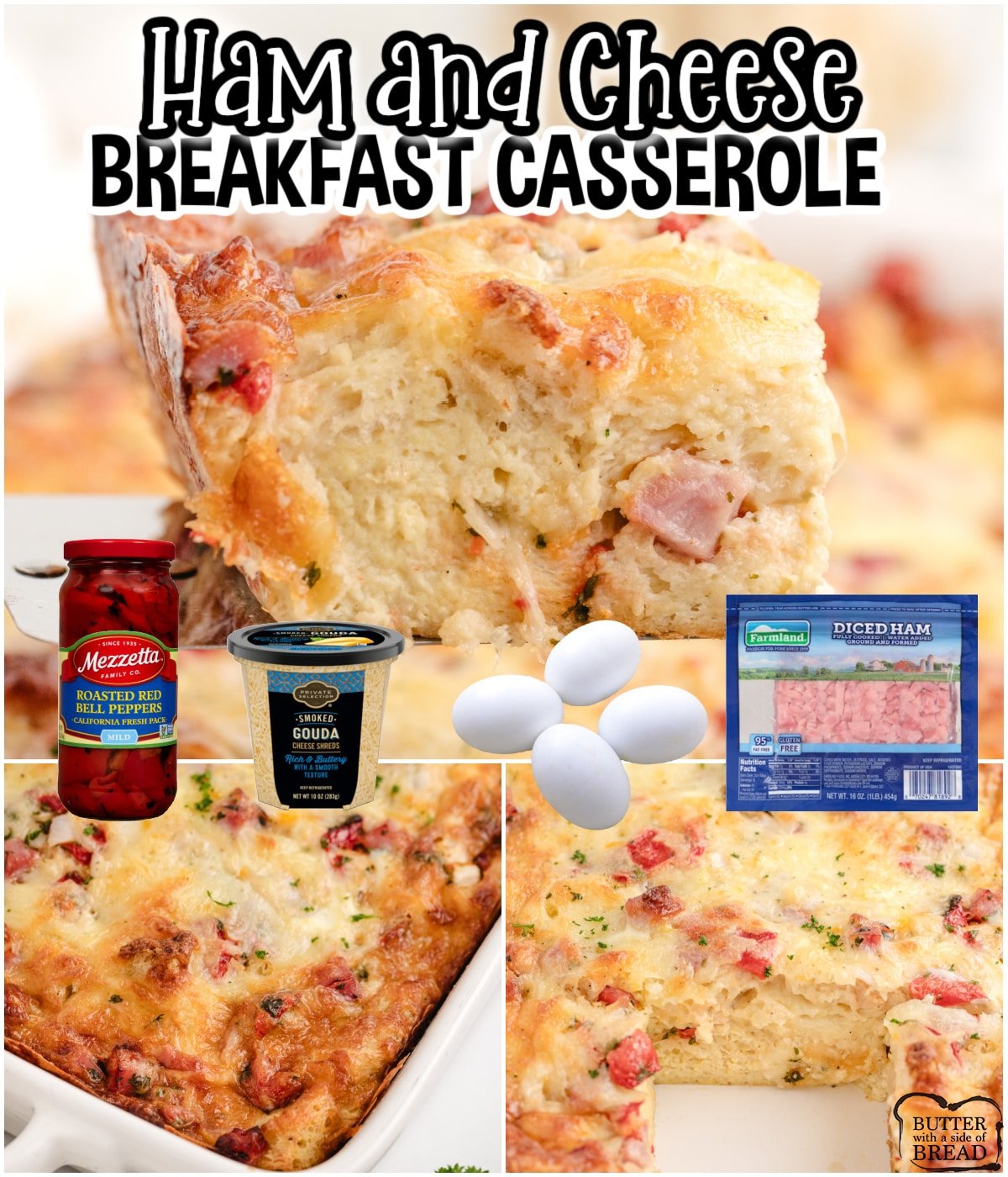 Our Ham and Cheese Breakfast Casserole is filling, easy to make and it can be made the night before! Perfect for Christmas morning!
