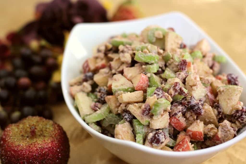 Waldorf Salad is a must for us during the holidays! The apples and cinnamon paired with the Greek Yogurt dressing is completely delicious! 