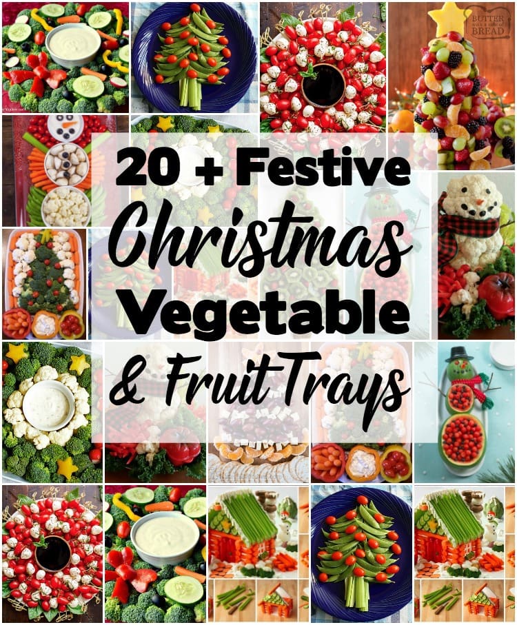 Holiday Vegetable Trays are festive, easy to make, healthy & delicious! Add fun to your Christmas table with one of these great vegetable/ fruit tray ideas.