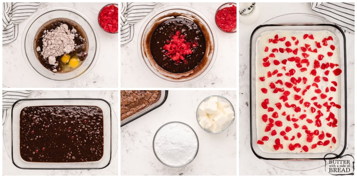 Step by step instructions on how to make Black Forest Brownies