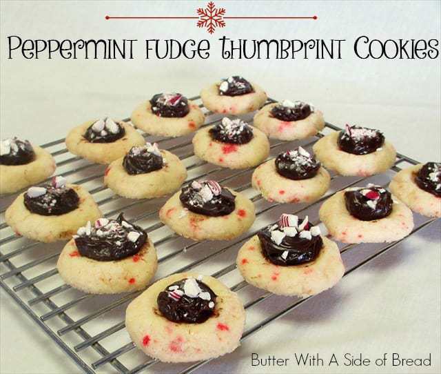 Thumbprint Cookies are so cute and fun to make! When you add delicious fudge and peppermint to them, they are the hit of all of your holiday parties!  