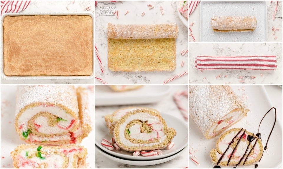how to make a Peppermint Ice Cream Cake Roll recipe
