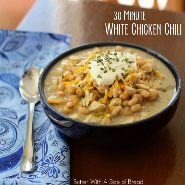 30-MINUTE WHITE CHICKEN CHILI - Butter with a Side of Bread