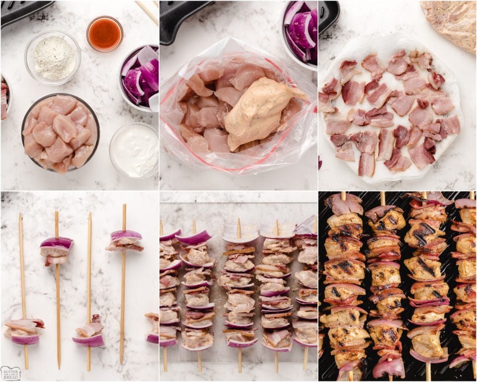 How to make Grilled Ranch Bacon Chicken Kabobs recipe