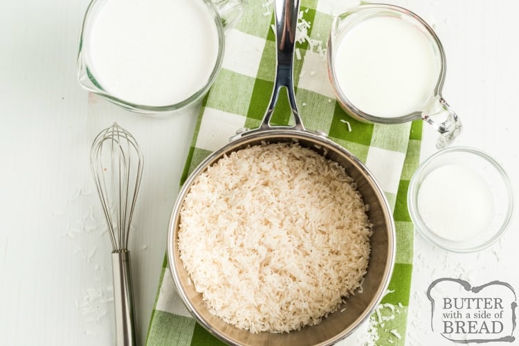 Ingredients in coconut rice recipe