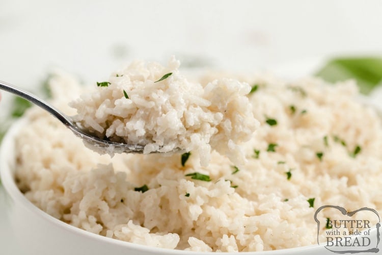 Stovetop rice made with coconut milk