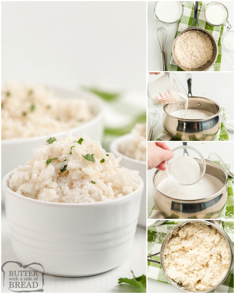 Step by step instructions on how to make coconut rice