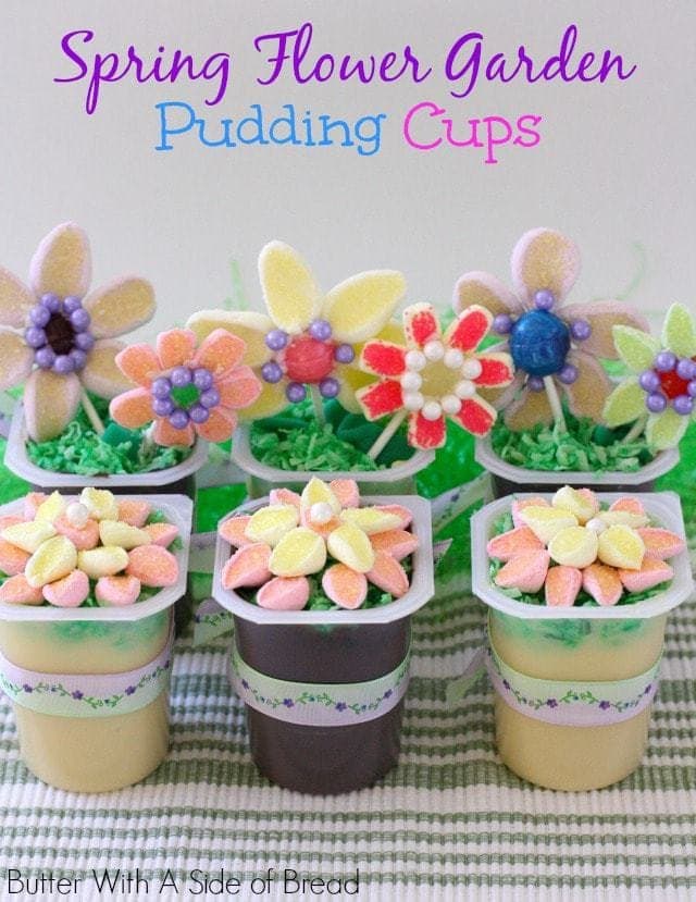 Easter Spring Flower Garden Pudding Cups Snack Packs