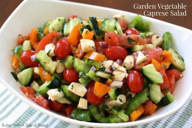 Garden Vegetable Caprese Salad from Butter With A Side of Bread~ using Crisp Cooking kitchen tools