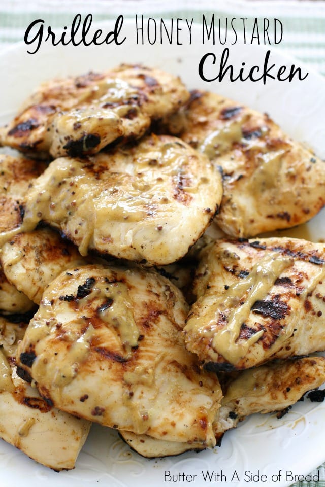 Grilled Honey Mustard Chicken recipe with a simple 4 ingredient sauce that's incredible! Yields perfectly grilled, tender, juicy chicken with flavorful sauce. 