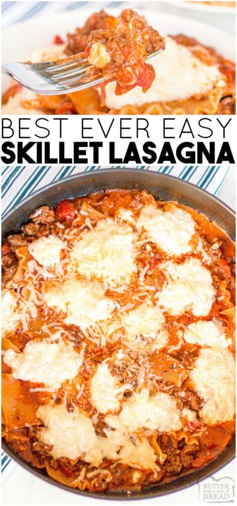 EASY 4-CHEESE SKILLET LASAGNA - Butter with a Side of Bread