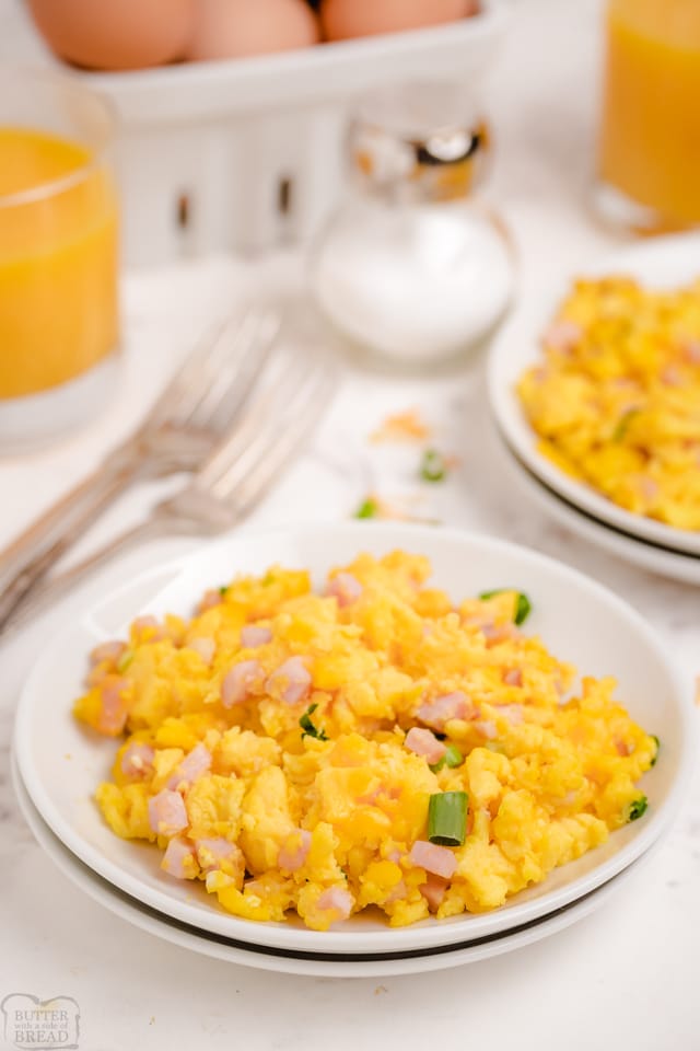 Best easy recipe for ham and cheese scrambled eggs