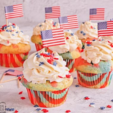 red white and blue cupcakes for 4th of July