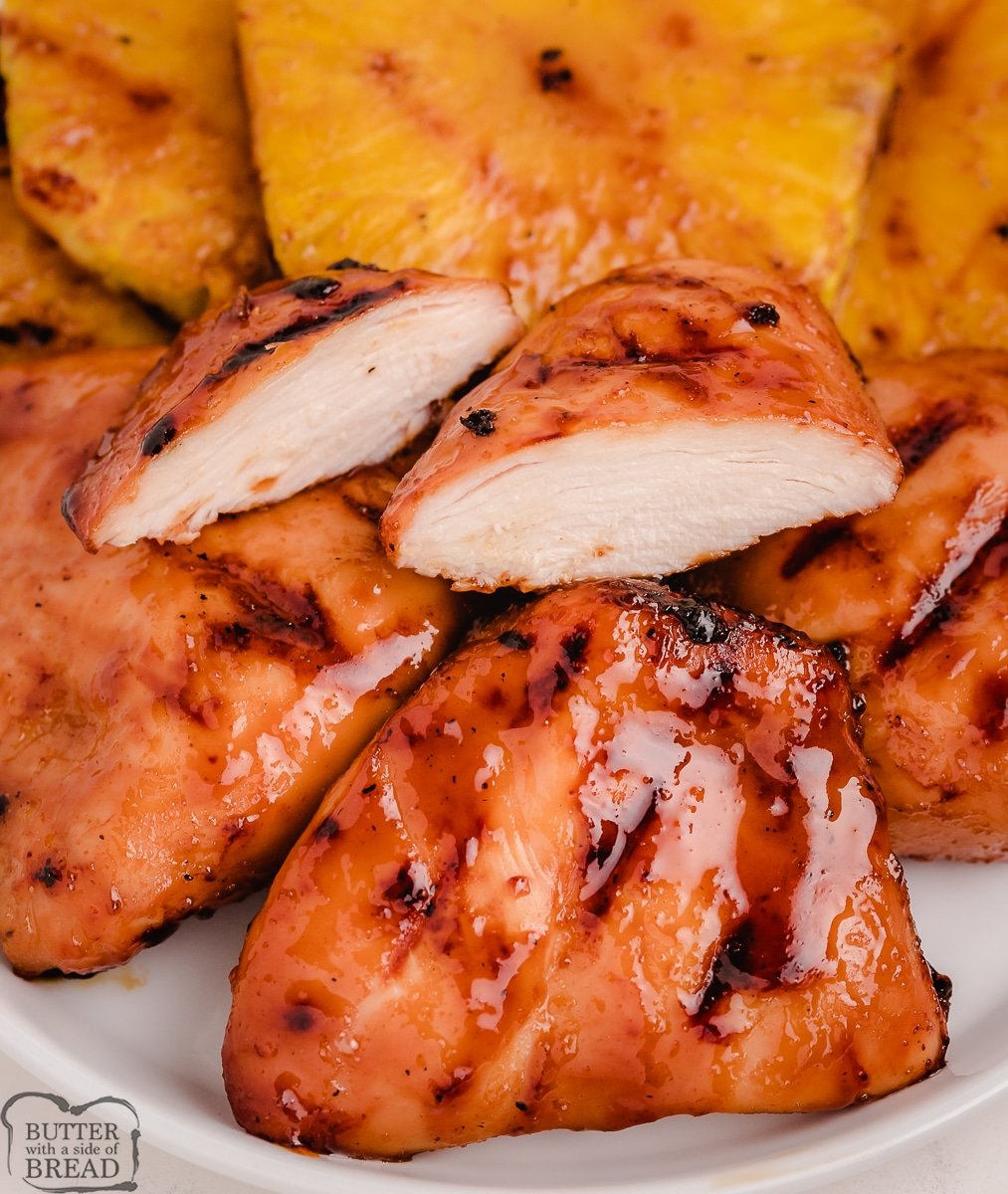 slice of grilled chicken with a sweet spicy marinade