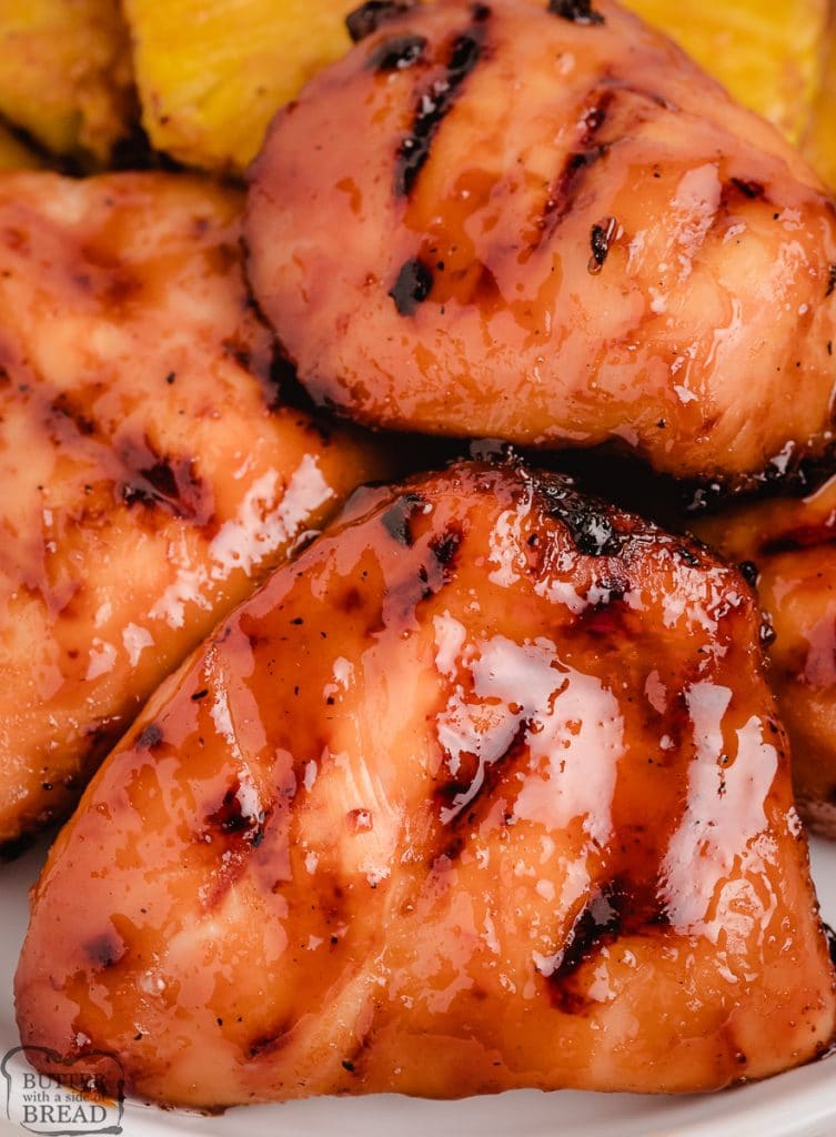 pieces of grilled sticky chicken