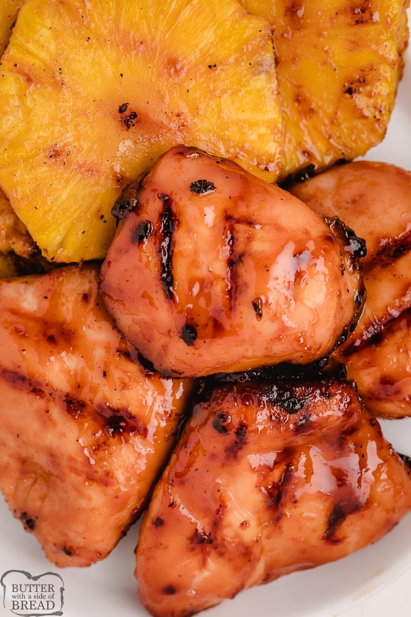 sweet and spicy grilled sticky chicken with pineapple