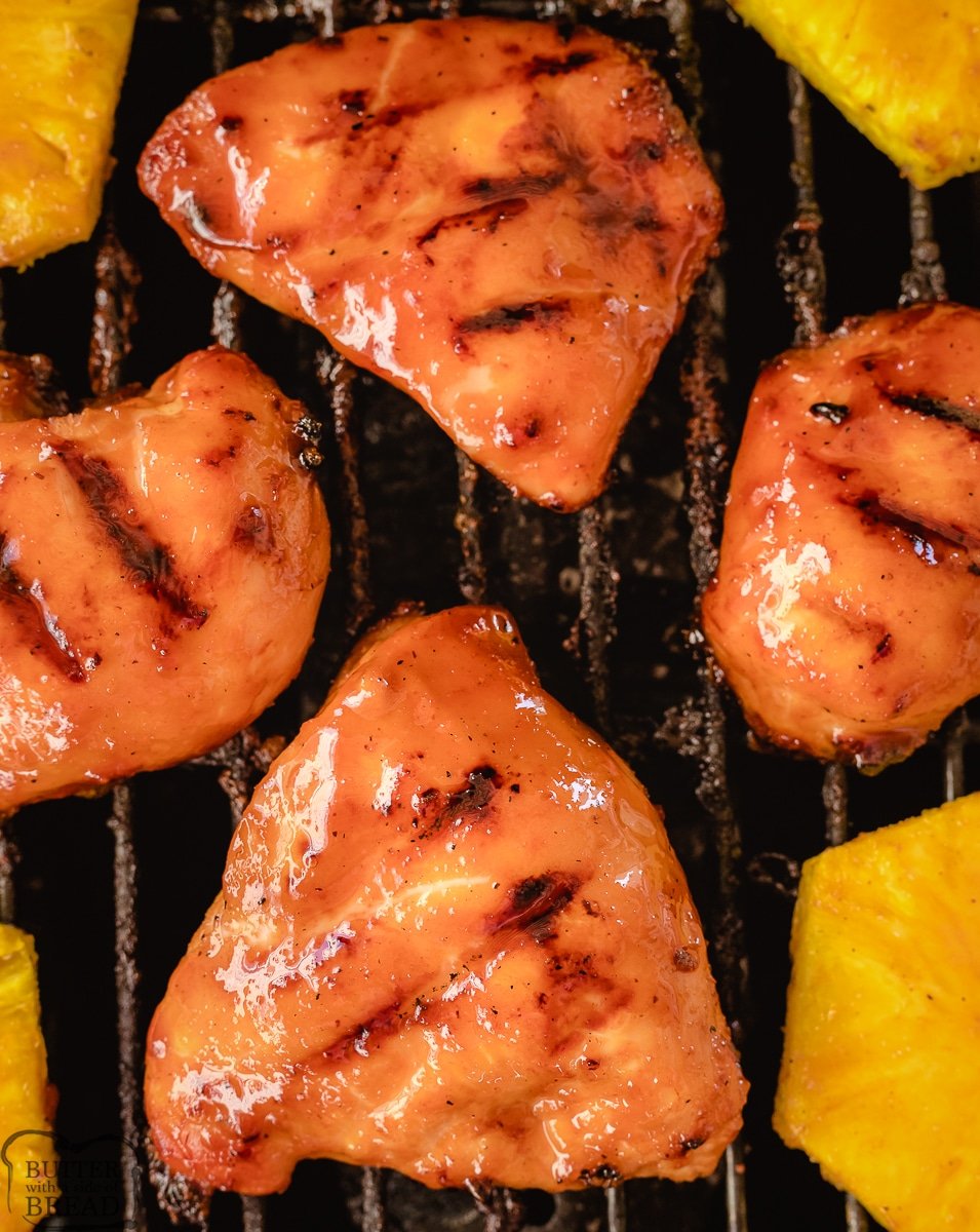 sticky chicken cooking on a grill