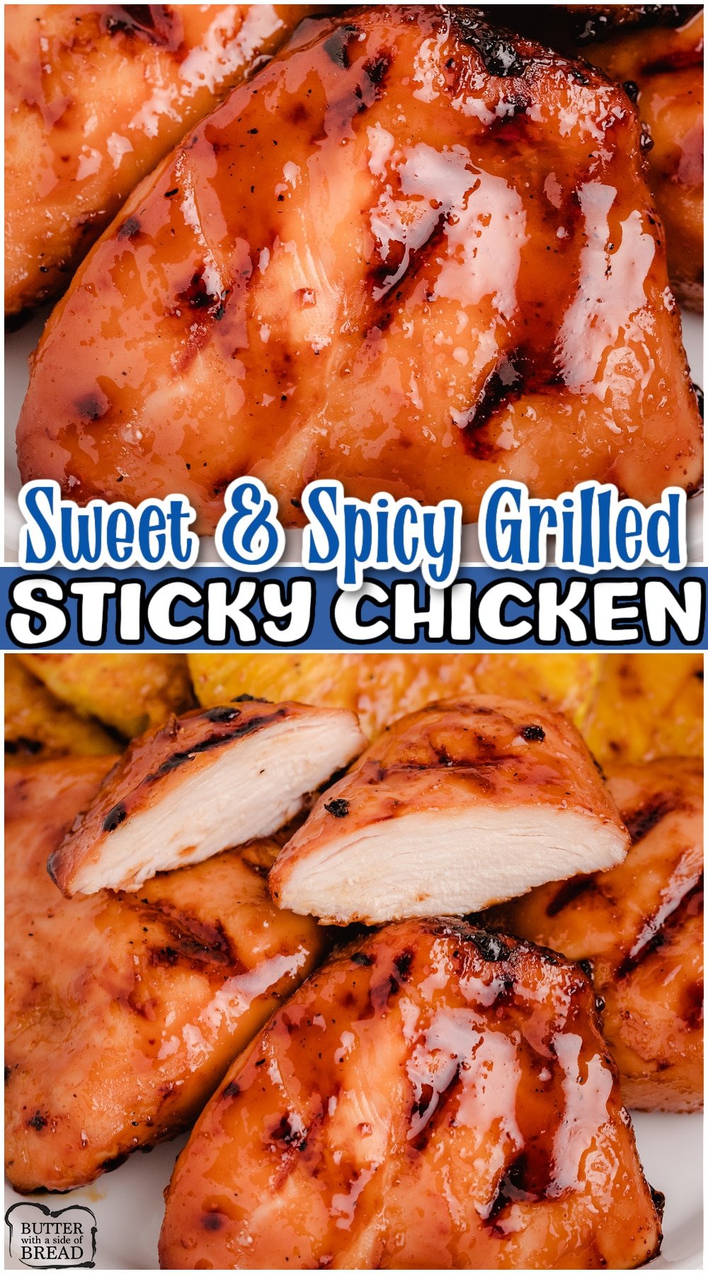 Sweet and Spicy Grilled Sticky Chicken made with basic pantry spices for a fantastic grilled chicken dinner! Sweet & spicy chicken that's tender, juicy & super easy to make!