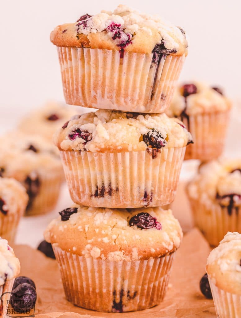 stack of blueberry muffins